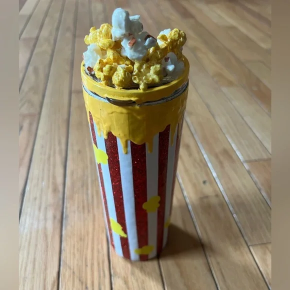 Popcorn tumbler cup 20 Ounce What’s Popping 3D Faux Popcorn Lid Steel - Picture 1 of 6